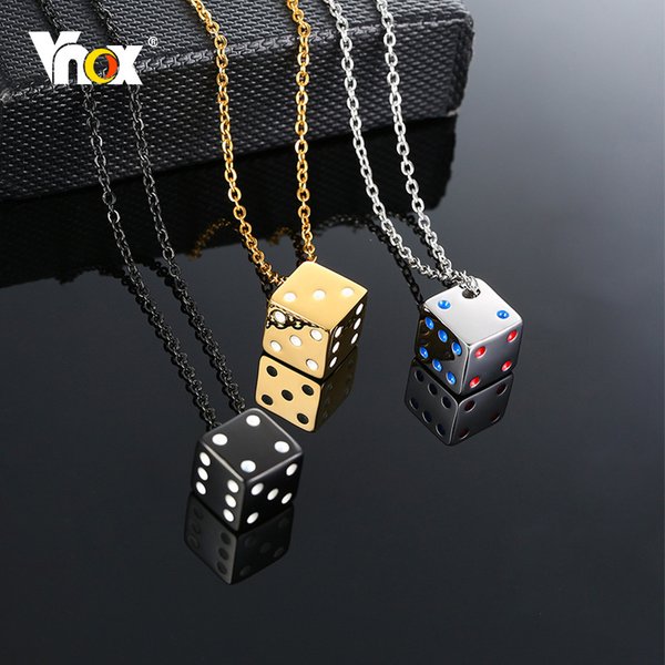 Vnox männer Kühlen Cube Würfel Stil Halsketten Edelstahl Männlichen Glück Geschenke für Ihn Schmuck