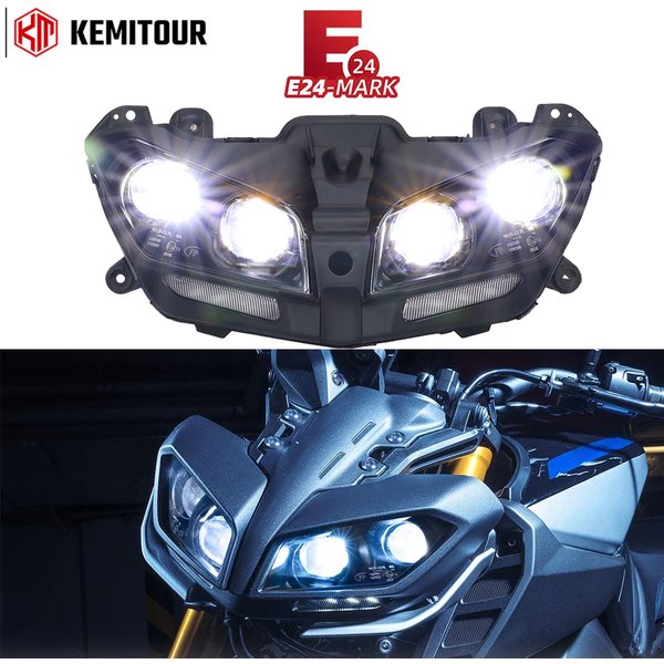 E24-Zugelassener LED-Scheinwerfer für YAMAHA MT-09 MT09 2017 2018 2019 2020 110W Superhelle DRL Motorrad-Frontleuchte