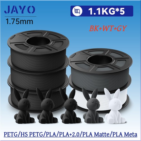 JAYO 5 Rollen 3D-Drucker PLA/PETG/PLA+/PLA Meta/PLA Matt Filament 1,75mm 3D-Druckmaterialien für 99% der 3D FDM Drucker & 3D-Stifte
