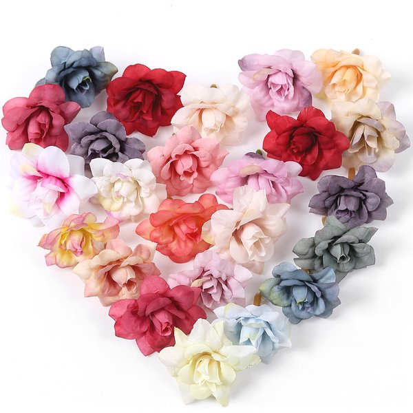 20PCs Rose Fleurs Artificielles Tête De Haute Qualité Soie Faux Fleurs Décor Pour La Maison Chambre De Mariage Fête Salon Table À Manger Décorations De Jardin DIY Artisanat Accessoires