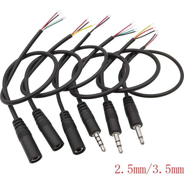 1/5pcs 2,5mm 3,5mm Stecker Buchse 2-polig 3-polig 4-polig Verlängerung kabel 25cm für DIY Audio Reparatur kabel Ladegerät