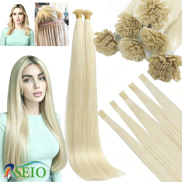 Rseio hochwertige flache Haar verlängerungen natürliche echte menschliche Fusion Haar verlängerungen braun blonde Farbe Verdickung des Endes