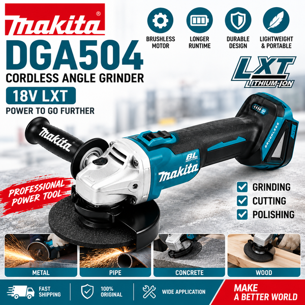 Makita DGA504 Kabelloser Bürstenloser Elektrischer Winkelschleifer 18V LXT Lithium-Akku Hochleistungs-Metallschneid-, Schleif- und Poliermaschine