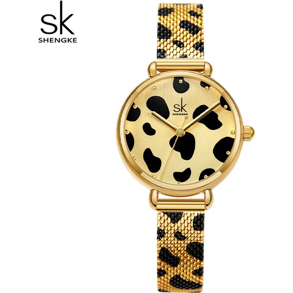 Shengke nouvelles femmes montres or léopard cadran Sexy avec qualité mouvement à Quartz japonais pour fête boîte de nuit Relogio Feminino