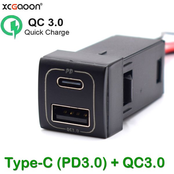Chargeur rapide pour Toyota Land Cruiser Prado 150 Series Rav4 Camry Hiace Corolla 12V PD3.0 type-c et USB QC3.0