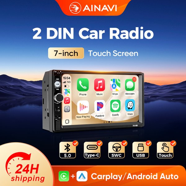 AINAVI Bezprzewodowy Carplay Uniwersalne Radio Samochodowe 2 Din BT 5.0 Bezprzewodowy Android Auto HD 1280*720 IPS Ekran Dotykowy USB Samochodowy Odtwarzacz Multimedialny MP5 2DIN