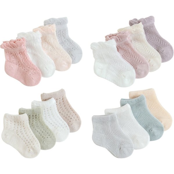 4 Pairs/Lot New Baby Socks Mesh Thin Newborn Socks Combed Cotton Boneless Soft Summer Baby Socks For Gift