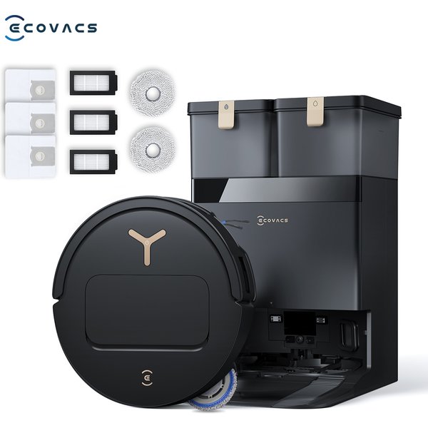 Kit d'entretien pour aspirateur robot ECOVACS DEEBOT T50 PRO OMNI Gen3 avec serpillière, 25000Pa, 81mm Slim, AIVI 3D 3.0, 75 ° C Lavage à l'eau chaude