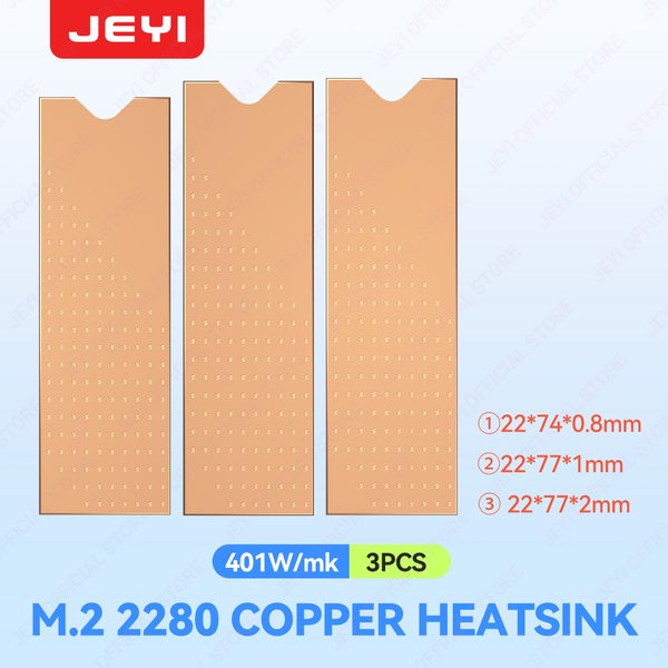 Jeyi m.2 ssd heastink mit nano thermische pads, 3pcs kupfer kühlkörper kühlung thermische pad für nvme ngff 2280 pcie ssd