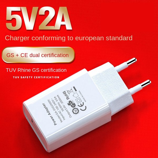 EU-Stecker 5V 2A Einzel-USB Universal-Handy-Ladegerät Reise-Netzteil Adapter GS/CE Ladegerät für Samsung iPhone Xiaomi