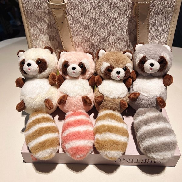 Porte-clés à breloque en peluche pour femme, raton laveur à grande queue, joli ornement, porte-clés de voiture, sac à dos, pendentif à breloque pour sac à main, support prédire