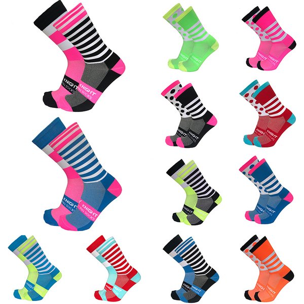 Neue Streifen Dot Radfahren Socken Top Qualität Professionelle Marke Sport Atmungsaktive Fahrrad Socke Outdoor Racing Lauf Socken