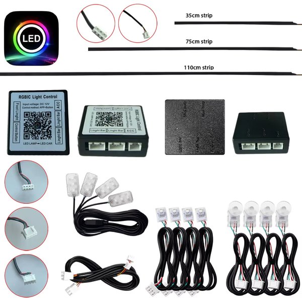 Accessoires pour lampe LED RGBIC, bande LED Symphony 3 fils (éclairage de sol RGB/éclairage de porte/éclairage de rangement 4 fils)