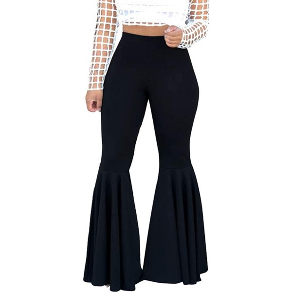 Pantalon à fond cloche monochrome pour femme, tissu tricoté, grande taille, tendance, été, nouveau, 2023