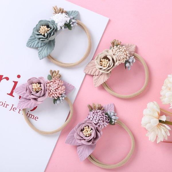Bébé Nylon bandeau mignon princesse fleur bandes de cheveux pour nouveau-né filles sans couture doux élastique infantile chapeaux enfant cheveux accessoires