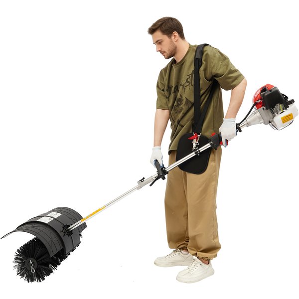 52cc 2-Takt-Rasenkehrmaschine, 2,3 PS luftgekühlter Laubsauger, Gasbetriebener Kehrbesen mit verstellbarem Drosselgriff und Schultergurt, 52 cm breitem Reinigungskopf und 1L großem Kraftstofftank zum