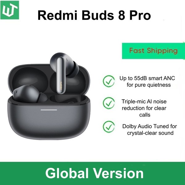 Neue Xiaomi Redmi Buds 8 Pro Globale Version TWS Kopfhörer Bluetooth 5.4 AI Clear Call 3 MIC 55dB Aktive Geräuschunterdrückung Ohrhörer