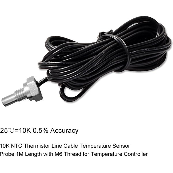 Sonde de capteur de température de câble de ligne de thermistance NTC, 10K, longueur de 1m, filetage M6, contrôleur de température