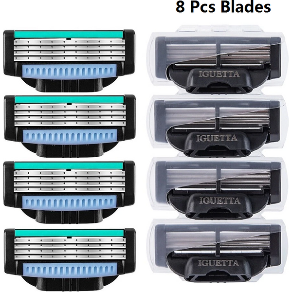 8 Pcs/ High Quality Man Safety Razor Blade 4 Layer German Stainless Steel Shaving Cartridges Compatible Mach 3 Shaver