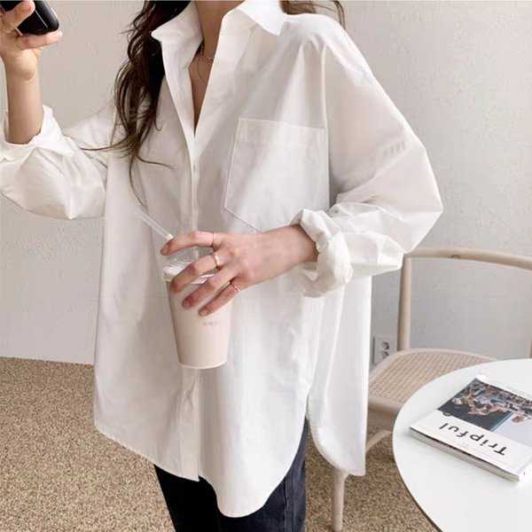 Frauen Weißes Hemd 2024 Frühling Herbst Vintage Damen Tops Langarm Casual drehen-unten Kragen frauen Lose Blusen 11456