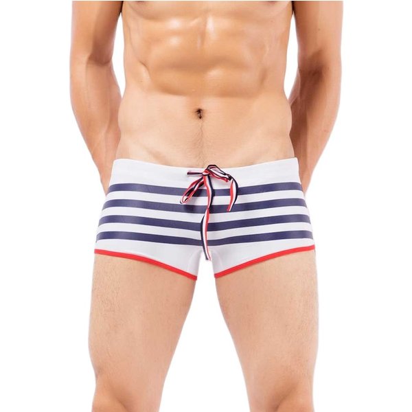 Man's Swimming Trunk Strips Sport Beach Short Swim Brand Swimsuit Pouch Beach Board Shorts