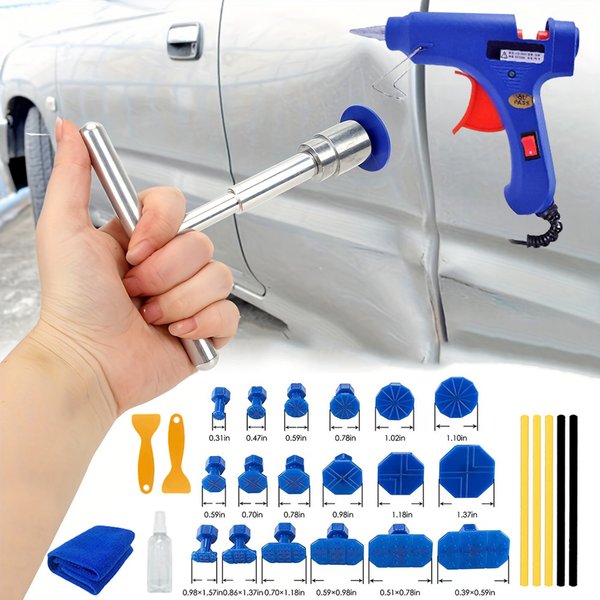Karosserie-Ausbeulwerkzeug-Set für lackfreie Reparaturen, Autoteil, mechanisches Blechwerkzeug, mehrere Größen, Saugnapf-Zieher, Klebstoff-Kit