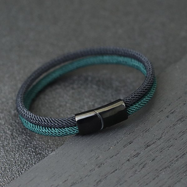 Nouveau en Bracelet de corde bicolore hommes symbole ukrainien Bracelet avec fermoir magnétique en acier inoxydable jaune bleu Braslet Homme Pulseras