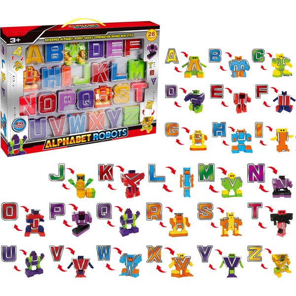 26 Pcs Alphabet Transformation Roboter Spielzeug Englischer Brief Lernen A-Z Deformation Action Figuren STEM Bildung Spielzeug für Jungen Mädchen Vorschule Kindergarten Geburtstag Weihnachtsgeschenk