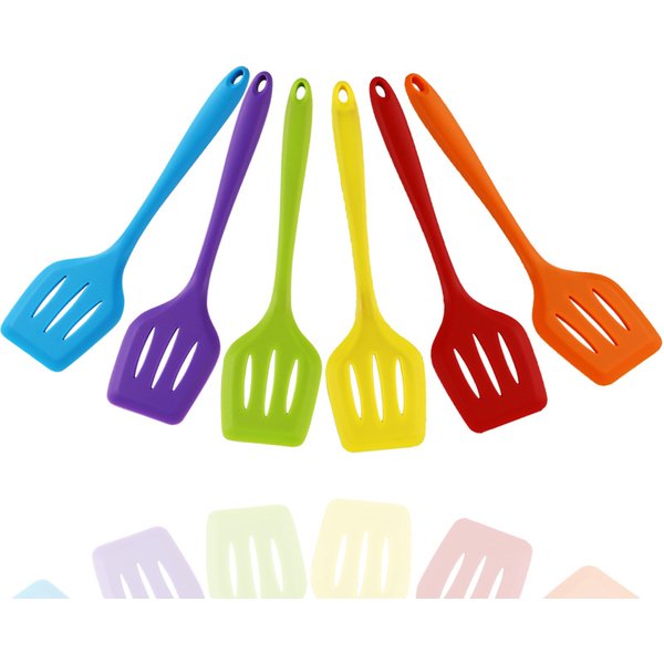 Tourneurs en Silicone, poêle antiadhésive multicolore, pelle de cuisson en Silicone, poisson frit, cuillère à Long manche, outils de cuisine
