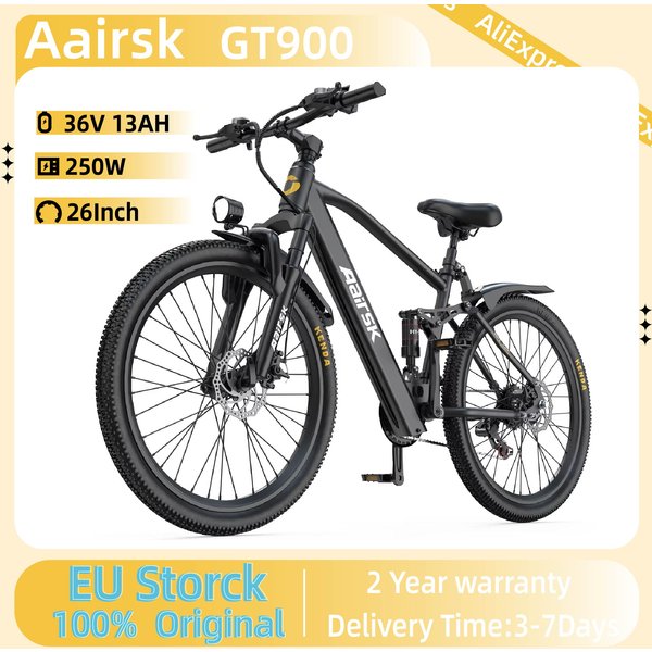 Aairsk GT900 Erwachsenen-Elektrofahrrad 250W Motor E-Bike 36V 13Ah Akku 26 Zoll Reifen E-Mountainbike für Fitness und Training