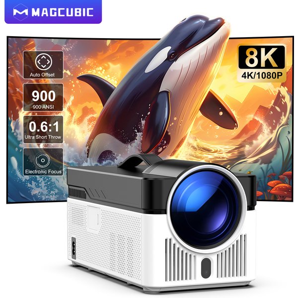 Magcubic Ultra-Kurzdistanz-Projektor Hy450 Auto-Offset 1080P 8K Auflösung Elektronischer Fokus 900 Ansi Wifi6 Bt5.4 Sprachsteuerung