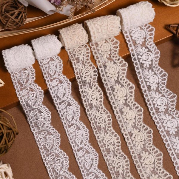 15 Yards Diamant gewellte Kante Stickerei Baumwoll faden Blumen aus weißer Spitze Band Haars chleifen DIY Handwerk hand gefertigte Accessoires w039