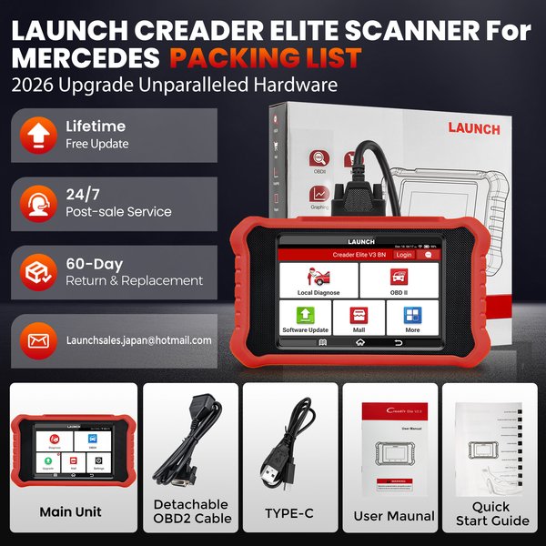 LAUNCH X431 Creader Elite V3.0 für Benz, Maybach und Sprinter, bidirektionaler Scanner, Diagnosegerät für alle Systeme, CAN FD, OBD2-Diagnosewerkzeug für Fahrzeuge.