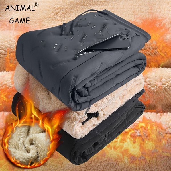 Pantalon de survêtement en laine d'agneau thermique pour homme, pantalon en coton chaud, pantalon imperméable, pantalon coupe-vent, vêtements de survêtement d'hiver, optique en peluche, sourire,