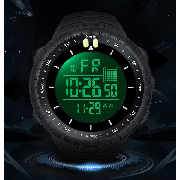 SYNOKE-Montre Numérique Étanche pour Homme, Multifonction, Choc, Degré, Grand Écran, Affichage Shoous LED, Sports de Plein Air