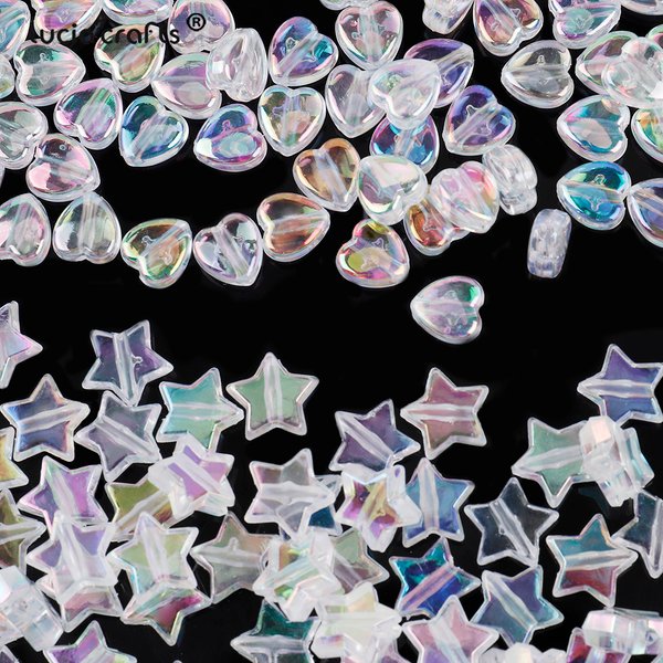 Perles Acryliques Transparentes AB, 200 Pièces, Étoile, Cœur, pour Bricolage, Téléphone, Bracelet, Bijoux, Accessoires de Direction, C0957