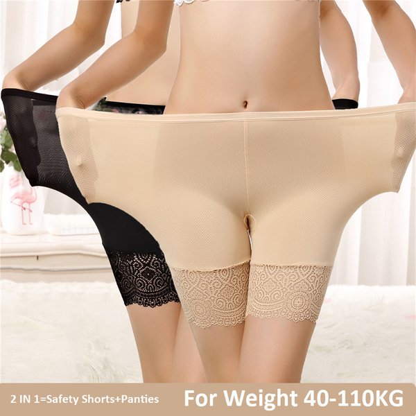 Short de Sécurité Anti-Frottement en Dentelle pour Femme, Sous-Jupe Taille Haute, Sous-Vêtement Sexy, Sans Couture, Été, 110kg shorty femme sous vêtements anti frottement cuisse femme short femme été