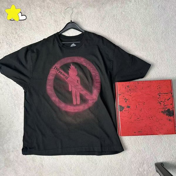 25SS Streetwear Vintage Washed Black T-Shirt Übergroßes T-Shirt Männer Frauen DAYS BEFORE RODEO Cactus Jack T-Shirt Inside Tags