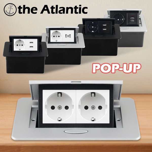 Prise Pop-Up EU/RU/KR, prise intégrée sur le dessus de Table, prise cachée, prise de bureau avec prise USB Type C dans le comptoir