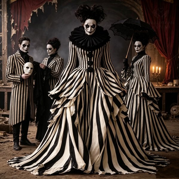 Robe d'Halloween inspirée de Sleepy Hollow, Costume de Cosplay Katrina Van Tassel, Robe de Bal Gothique Médiévale Noire Rayée avec Nœud Papillon et Traîne