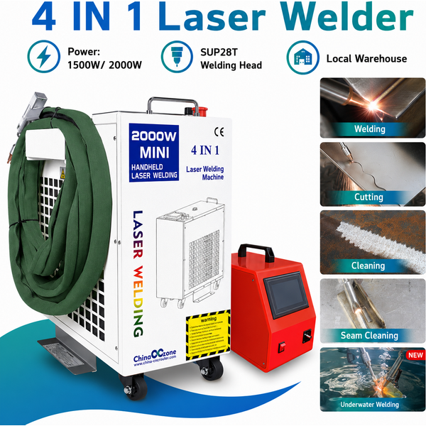 BWT 2000W 4-in-1 Laserschweißmaschine 1500W Laserschweißgerät mit Schweiß-, Reinigungs-, Schneid- und Schweißnahtreinigungsfunktion für Metall SUP28T Schweißkopf mit automatischem Drahtvorschub