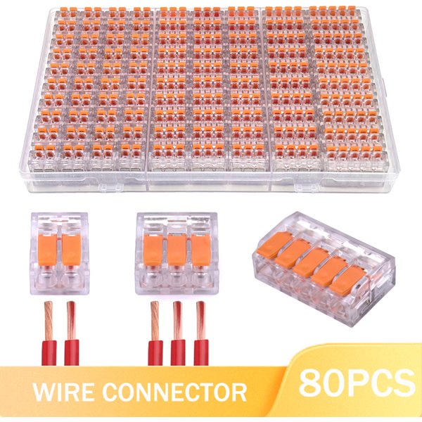 Złączki elektryczne pudełkowe 20/80 szt. 2-portowe 3-portowe 5-portowe zaciski do kabli elektrycznych mini szybkozłączki