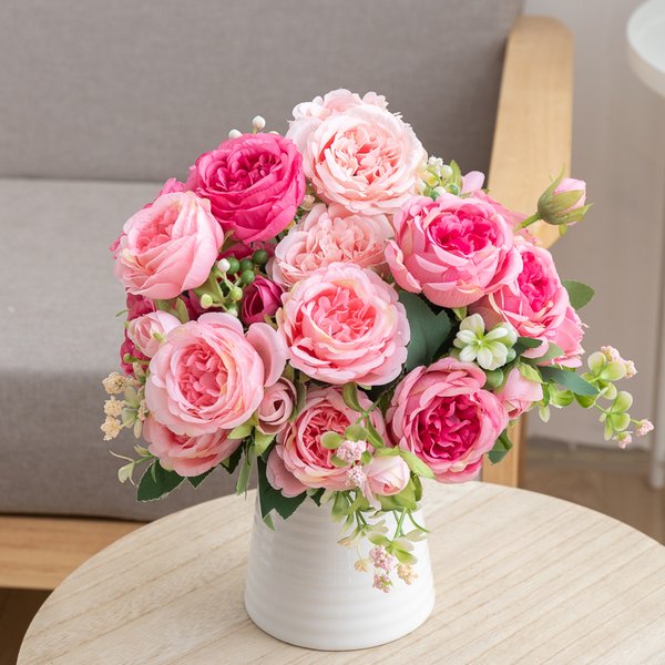 Bouquet de fleurs artificielles pivoine en soie 30cm, fausse fleur de printemps pour la maison blanche, décoration de noël, jardin, mariage, bureau, fête