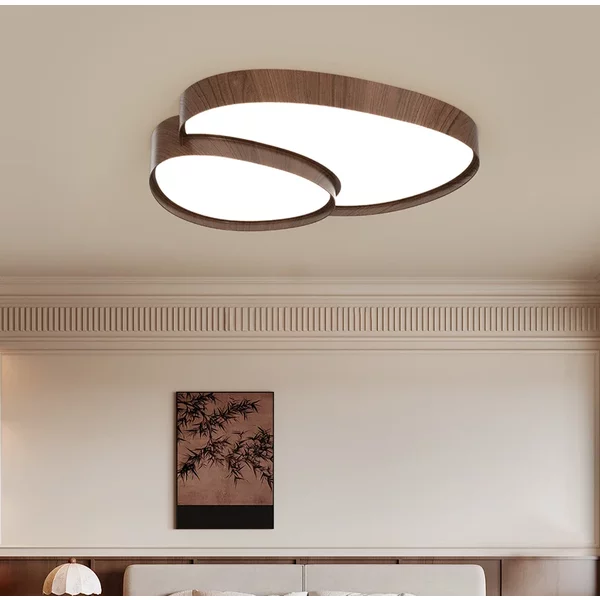 2026 Kreative Wohnzimmer-Deckenleuchte im Holzdesign, LED-Deckenlampe, Moderne Walnussholz-Beleuchtung für Schlafzimmer