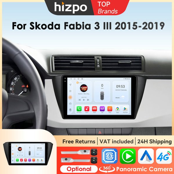 Hizpo 2DIN Android Multimedia Auto Radio Für Skoda Fabia 3 III 2015 2016 2017 2018 2019 Carplay 4G wifi GPS RDS Autoradio Stereo