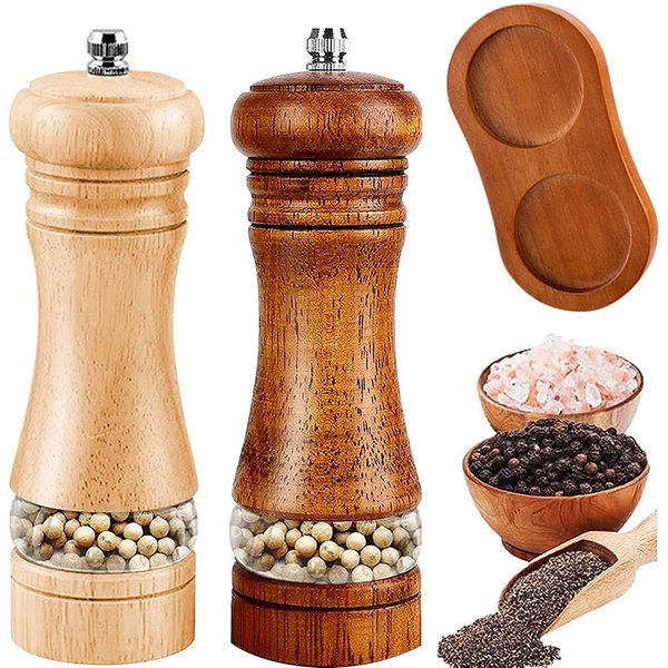 Manual Pepper Grinder Wooden Salt And Pepper Mills Multi-purpose Spice Tool Solid Wood Spices Grinder For Home Kitchen Household