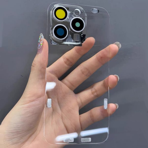 Transparentes Rückglas für iPhone 14 16 Pro MAX 15 Plus, Ersatz-Rückseite, Gehäuse-Reparaturglas mit Eisenplatte, magnetisch