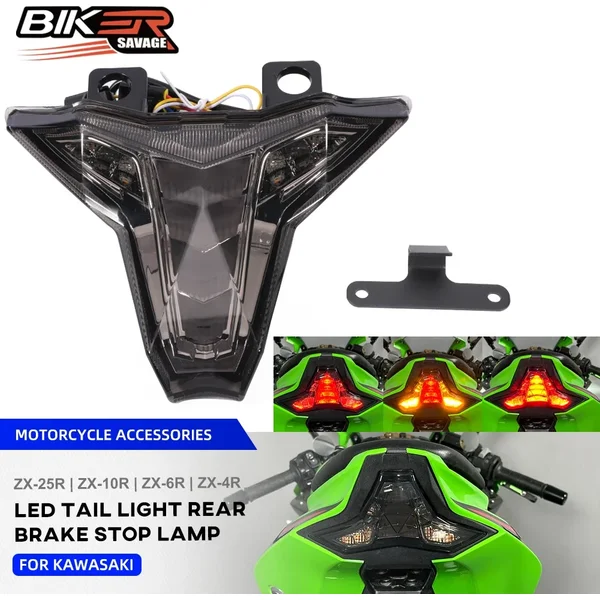 Feu stop arrière LED ZX6R pour moto Kawasaki Ninja ZX10R ZX4R ZX25R, clignotant intégré, feu Stop, 2026