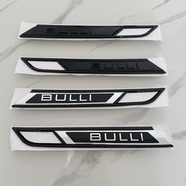 2 Stück/Paar Neue ABS BULLI Silber Glänzend Schwarz Kotflügel-Tür-Embleme für Multivan Auto-Styling Zubehör