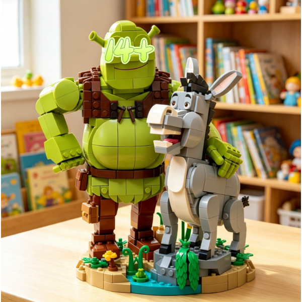 Nouveauté 2026 en stock : 1403 pièces Shrek Film Classique – Blocs de Construction Créatifs, Modèle d'Exposition, Édition de Collection, Cadeaux d'Anniversaire pour Adultes